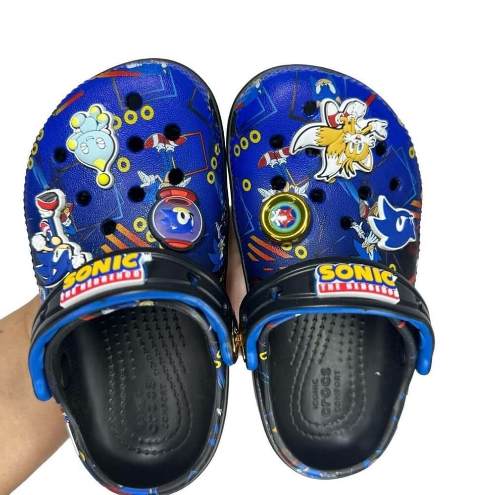 Sonic the Hedgehog Classic Clog Kids Shoes Blue Black with Jibbitz Charms